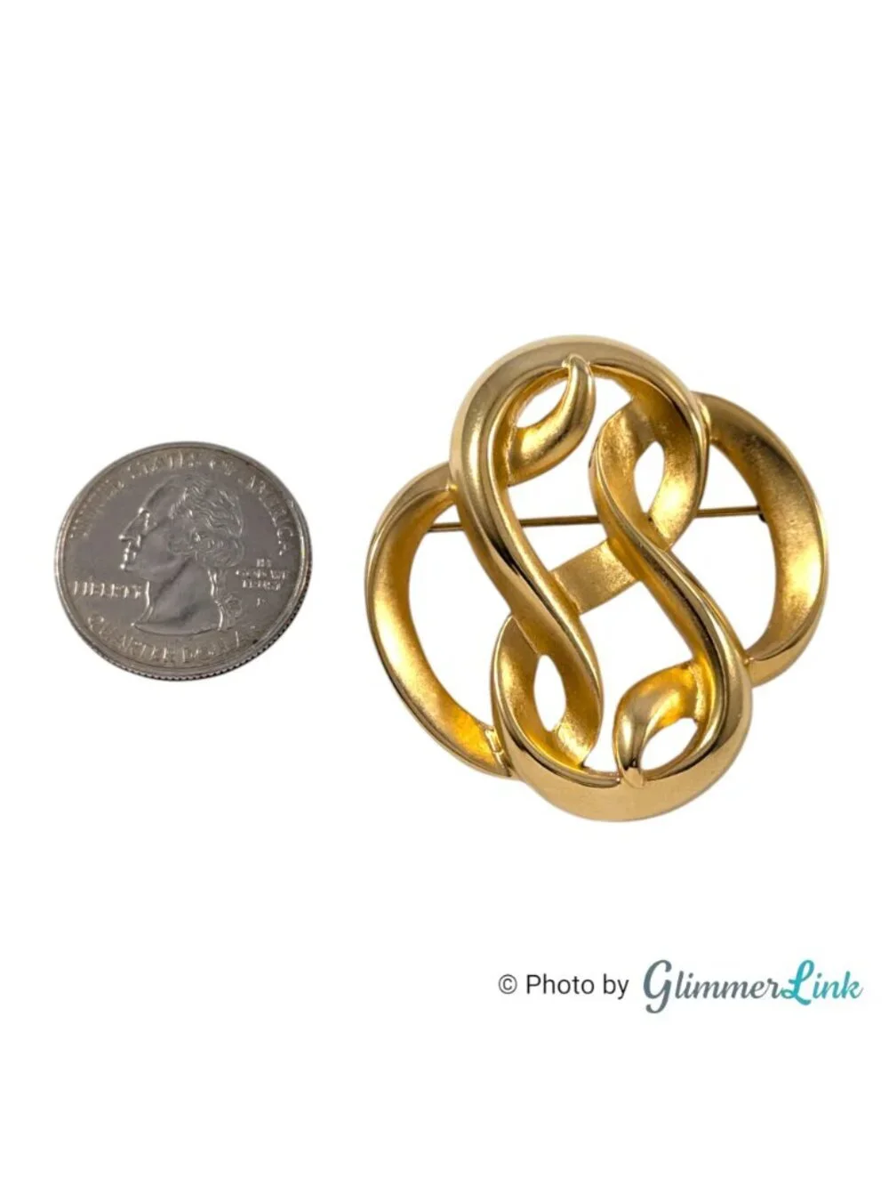 Vintage Erwin Pearl Gold Tone Abstract Knot Brooch Signed PEP Designer Pin